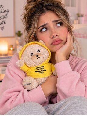 Punchkins Teddy Bear Plush 8" Hold On Let Me Overthink This Support Stuff Animal